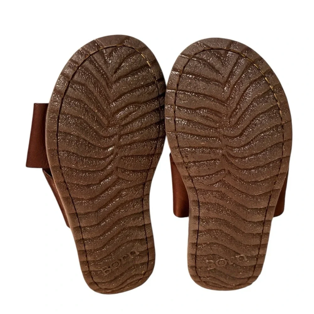 Born Miles Brown Leather Criss Cross Open Toe Sandal Slide Men's Size 10
